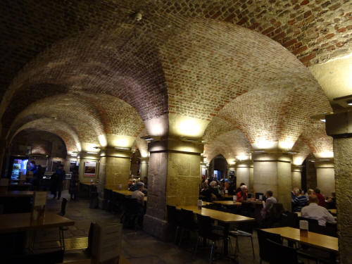 Cafe in the Crypt - the busy cafe area - in March 2020