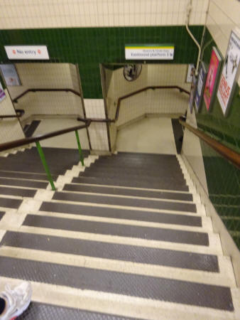 Temple station stairs, in March 2020