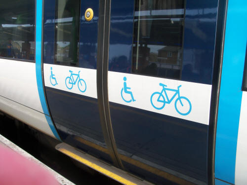 View of the carriage for wheechairs and bicycles on C2C - at West Ham - at Barking