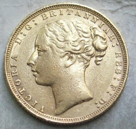 Sovereign 1871 Victoria Young Head