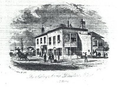 A sketch of the Abbey Arms by Thomas Merry jr in 1862, showing the original building, possibly in West Ham Library