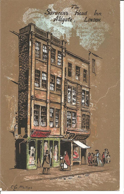 Saracen�s Head Inn, 5 Aldgate, EC3 - an old coaching inn which closed in the 1860's