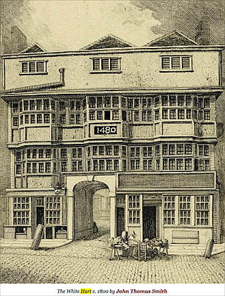 White Hart, Bishopsgate Street circa 1800 - by John Thomas smith