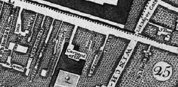John Rocques Map of London in 1746 marks on London Wall, along the southern side are White Horse & Half Moon ; White Horse Inn ; Carpentes Hall and White Hart stables.