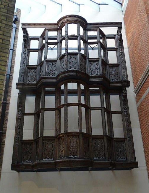 The skeletal, timber remains of the Sir Paul Pindar's frontage were acquired by the Victoria & Albert Museum and can be seen in the Medieval & Renaissance Galleries. 