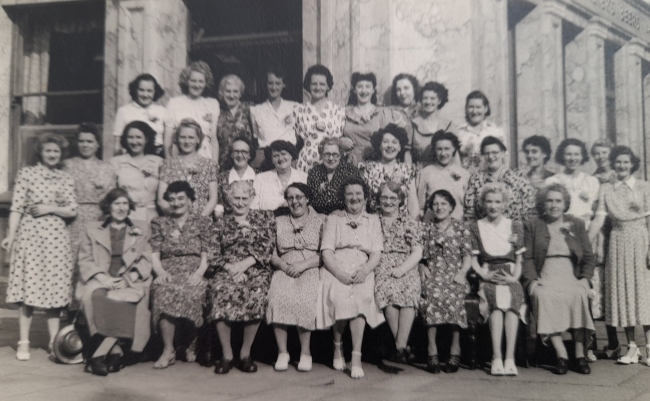 The ladies from the Kerkfield outing to Southend. Joyce Kathleen Jones in the middle of front row - 1948.