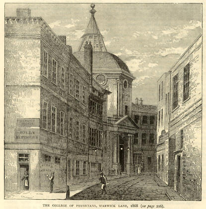 Three Jolly Butchers, Warwick lane in 1868, near the Royal College of Physicians