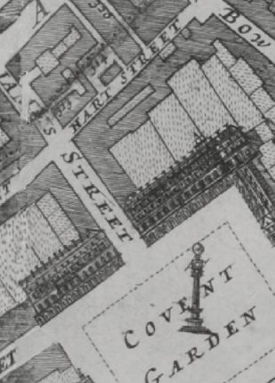 Morgans Map of London in 1682 shows Hart street and James street and lists 313 Naggs head Inne and 314 White hart Inne.