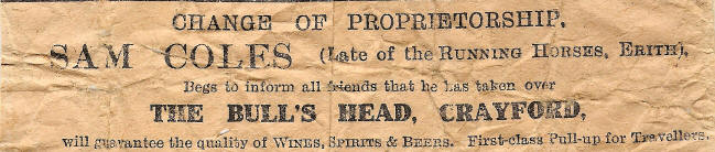 Sam Coles, Late of the Running Horses, Erith - 1911