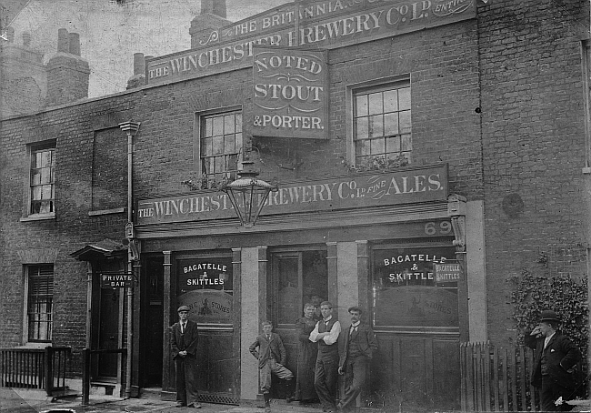 Britannia, 69 King George Street, Greenwich - circa 1901, with Martha Ann Abbott in the doorway