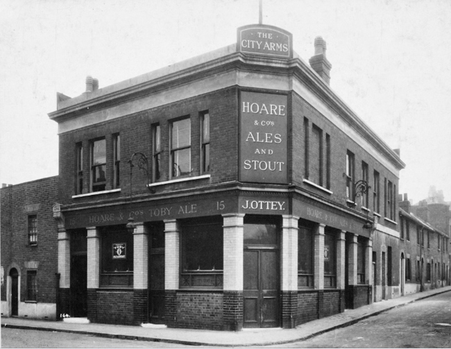 City Arms, Sparta Street, at the corner of Merton Street. Landlord is John Ottey in 1910.