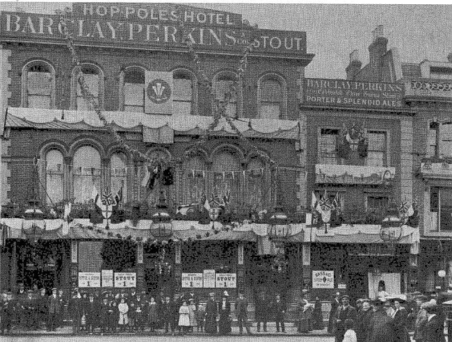 Hop Poles, 17 & 19 King Street, Hammersmith W6 - in 1903 for a procession by King Edward VII