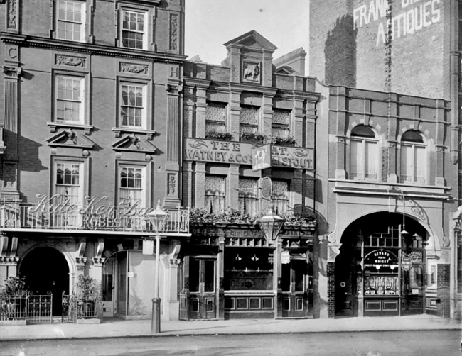 Goat, 3 Kensington High Street  - circa 1900 with the Old Three Tuns next door at number 5.