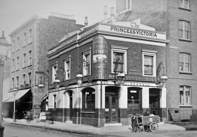 The Princess Victoria at the corner of Earls Court Road and Pater Street in circa 1890. The landlord is Joseph Rendell.