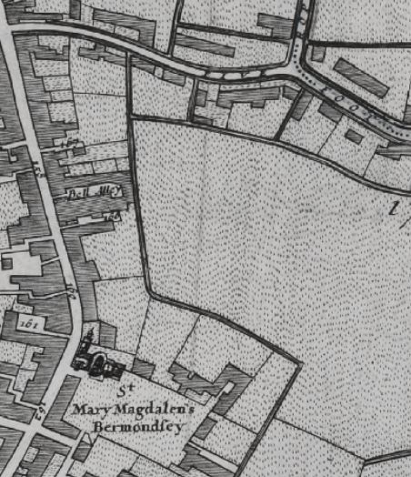 The 1682 Morgans map of London lists the '161 Kings arms Inne' which is in Barnabie street, this later becomes Bermondsey street