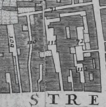 In the 1682 Morgans Map of London, it is listed as 111 White horse Inne in Fleet street. Also listed on the North side of Fleet atreet are 109 Hind Court ; 110 Vine office Court ; 111 White horse Inne ; and 112 Peterborow Court.