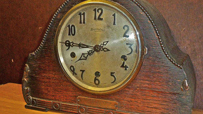 The clock inscribed and given to Mr & Mrs J J Carnaby at their wedding