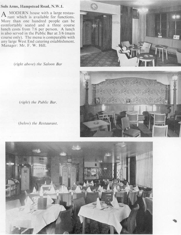 Sols Arms, Hampstead Road - the interior (Manager F W Hill)