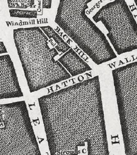 The mappping by John Rocques in 1746 of Hatton wall and the Black Bull inn.