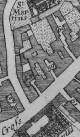 Morgans map of London in 1682 for Charing Cross and the Strand north side, lists '57 Chequer Inne' ; 58 Swan Inne ; 59 Starr Inne and 60 Kings head Inne.