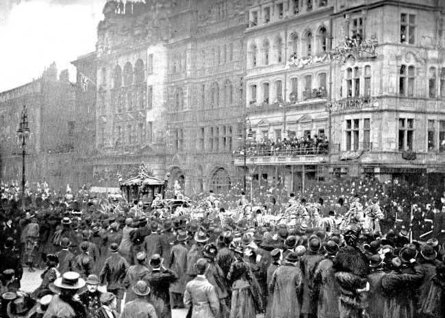 Red Lion, 48 Parliament Street, Westminster with King Edward V11 on his way to open Parliament in 1901