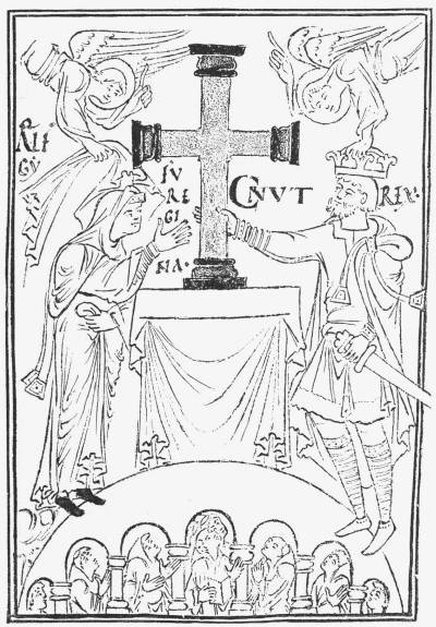 KING CNUT AND HIS QUEEN, EMMA, PRESENTING A CROSS UPON THE ALTAR OF NEWMINSTER (WINCHESTER)