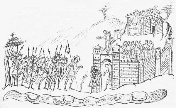 ANGLO-SAXON WARRIORS APPROACHING A FORT