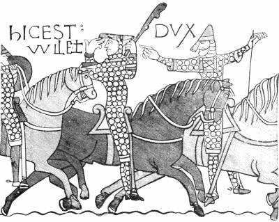 WILLIAM THE CONQUEROR AND HIS KNIGHTS (FROM THE BAYEUX TAPESTRY)