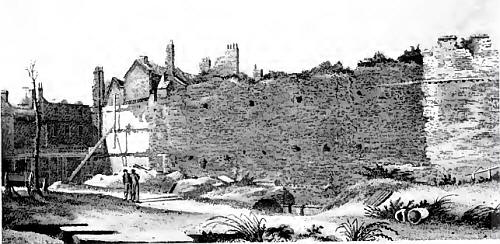 Remains of London Wall, near Postern row in 1818
