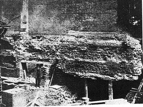 View of wall as exposed in 1905 - in Roman Wall House