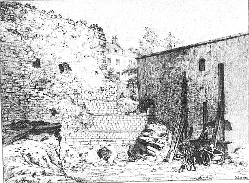 Town Wall and Bastion, Trinity place, from a sketch 1852