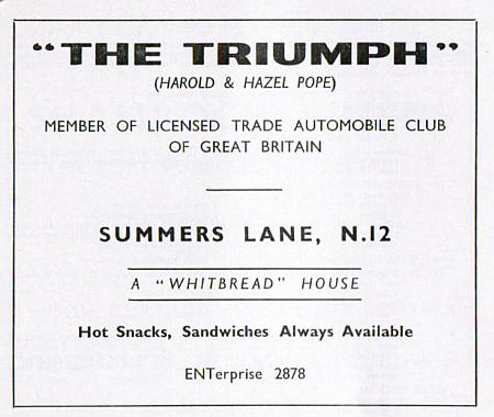 Triumph business card - Harold & Hazel Pope