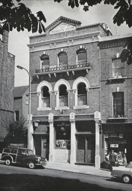 The Rosslyn Arms, Rosslyn Hill at the corner of Pilgrims Place in 1962.