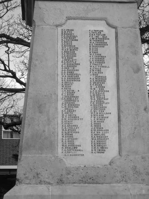 Romford War Memorial - left face