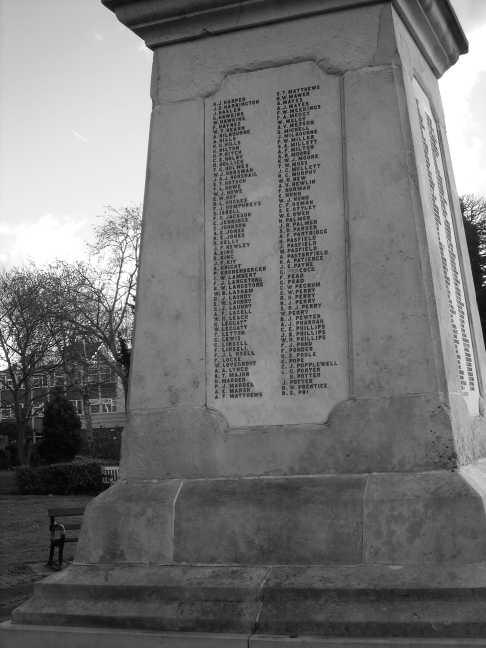 Romford War Memorial - Reverse face