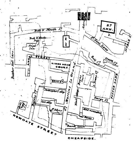 St Martin le Grand - Roques plan 1746