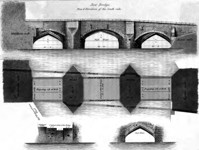 The design of the south side of the  Bow Bridge in 1834