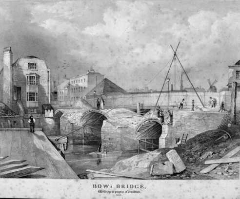 Bow Bridge during demolition works - 1835