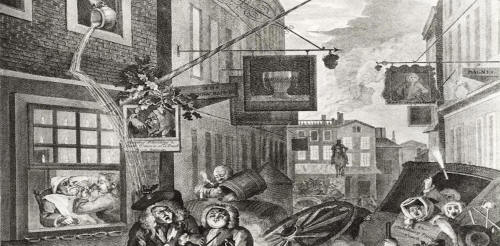 The Night - Hogarth and the Rummer Tavern opposite the Cardigans Head