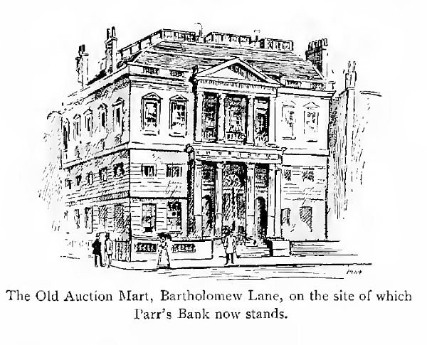 The Old Auction Mart, Bartholomew Lane, on the site of which Parrs Bank now stands