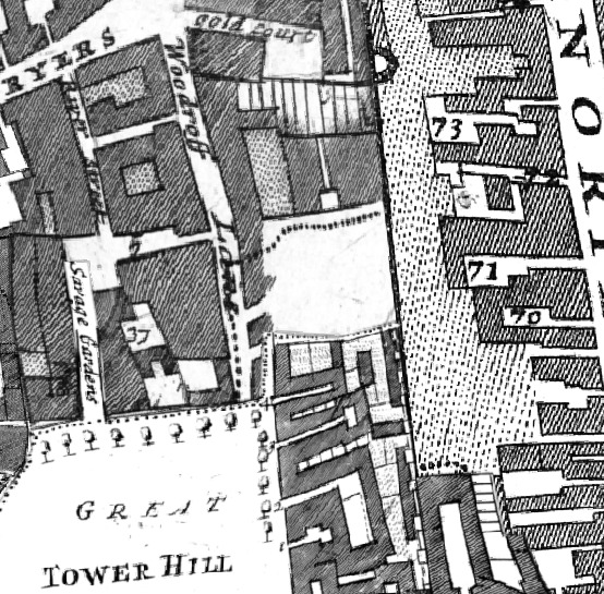 Coopers row was Woodroff lane in 1720