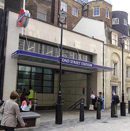 Bond Street station, in Marylebone lane which has the accessible entrance .