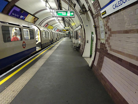 Caledonian Road station platform with a section of it raised for step free access to trains