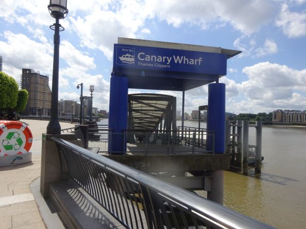 Canary Wharf Pier - in May 2022 from the Thames trail