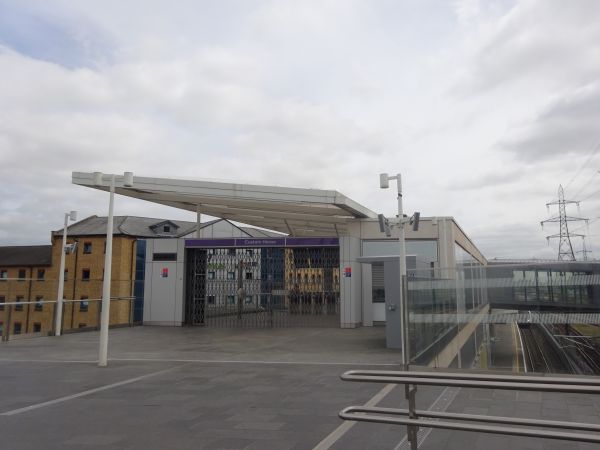 Custom House Elizabeth Line station entrance - in May 2022, nearly open