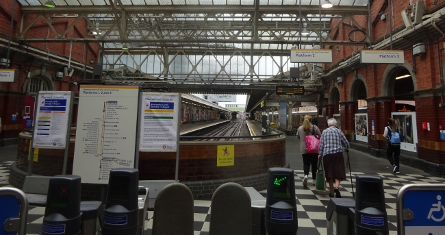 Hammersmith station platform entrance - in September 2021