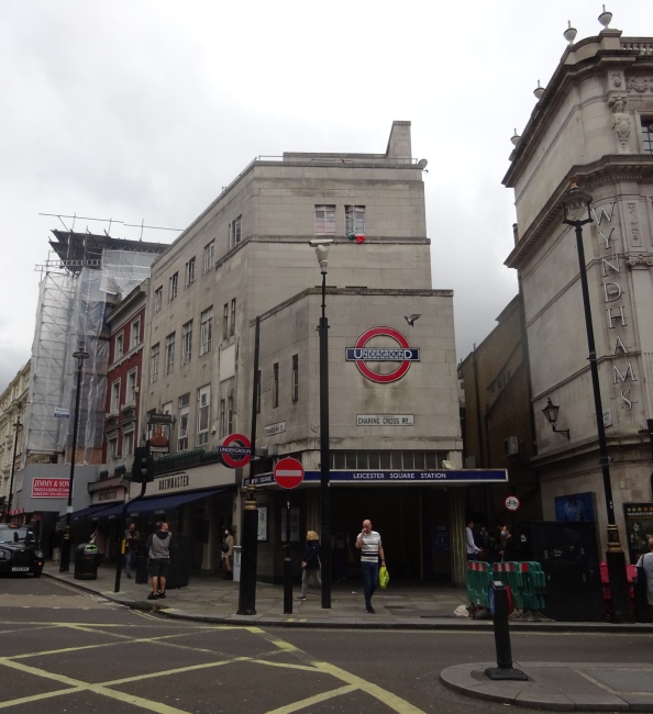 Leicester Square station, Charing Cross Road and next door to the Wyndham Theatre - in October 2021