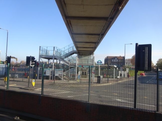 Star Lane DLR station entrance and bridge  - in November 2021
