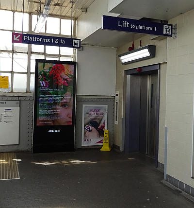 Upminster Lift to Platform 1 & 1a - the C2C to London - July 2019