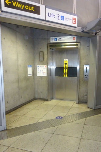 Westminster Lift from Jubilee line to booking hall - in October 2021